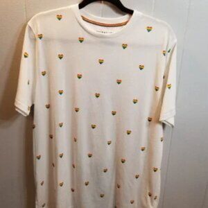 White T-Shirt with Heart Pattern